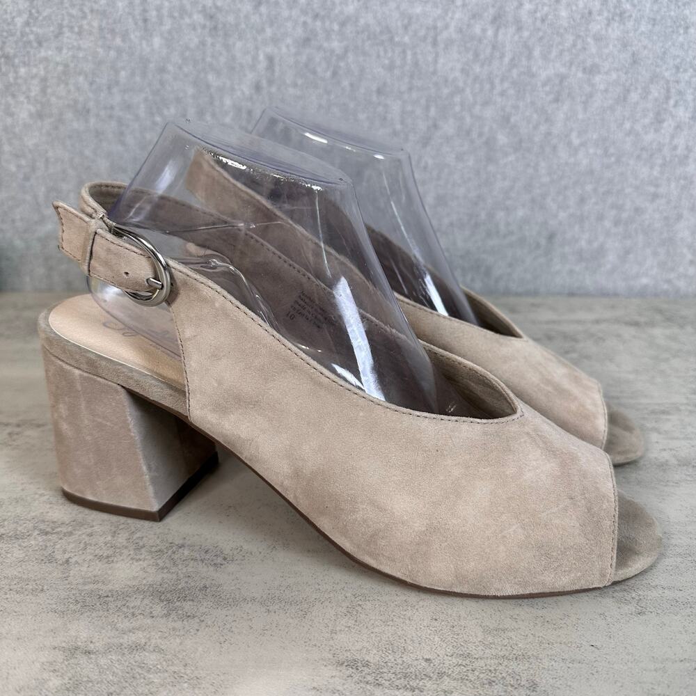 Seychelles Playwright II Heeled Sandal Womens US 10 Leather Peep Toe Slingback